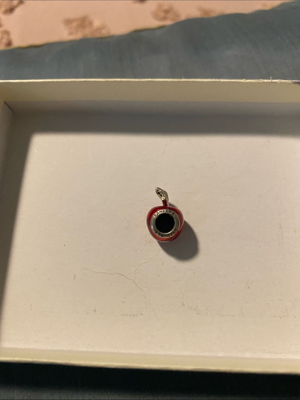 Pandora Red Apple Enamel Charm with Silver Leaf